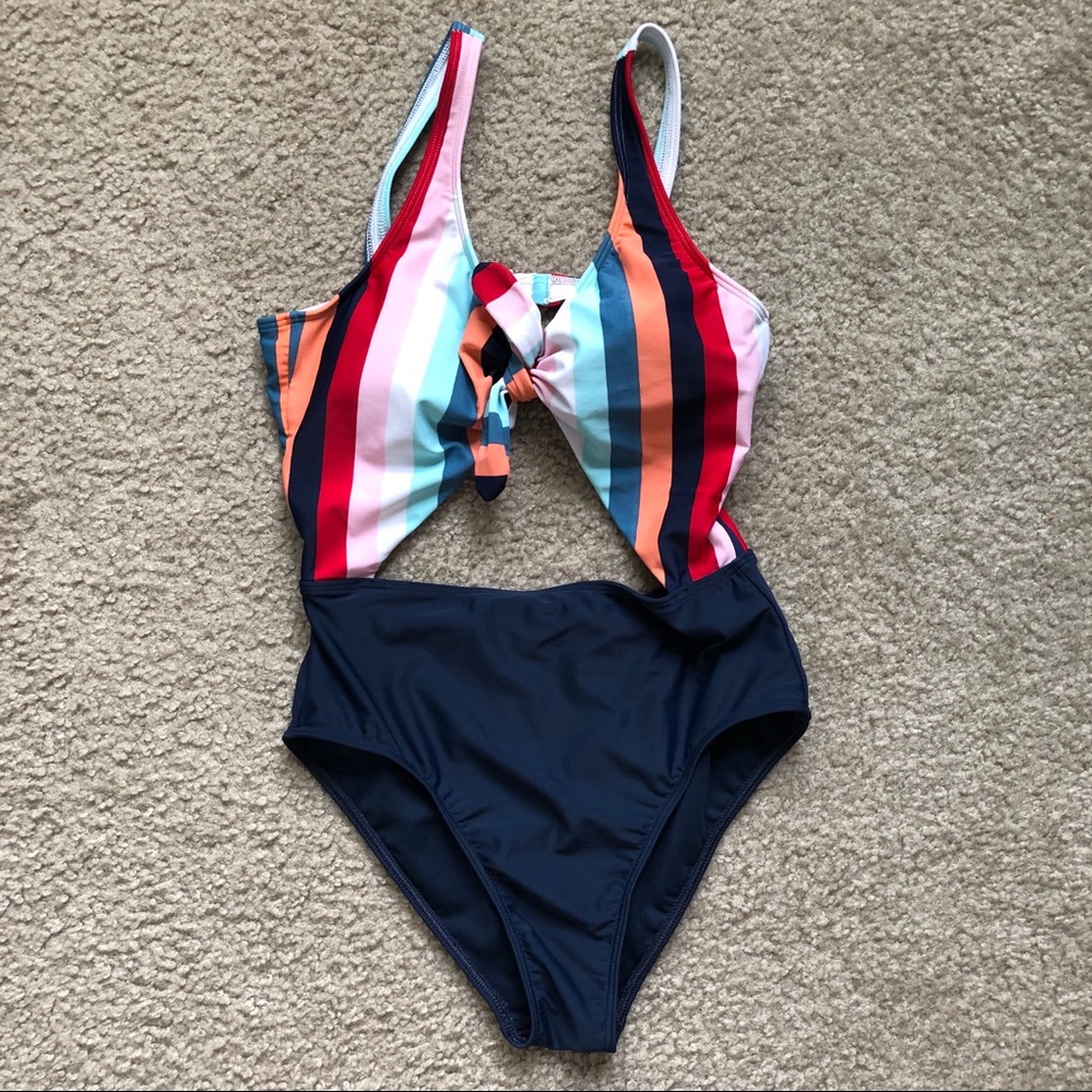 NWOT One Piece Striped Swimsuit Hollister
